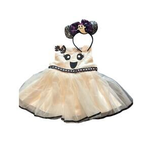 NIP Ibton Castle Infant's Ghost Costume Dress Tutu Headband Halloween 12-18 mo
